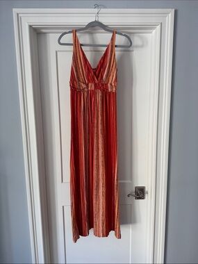 Soma Red Orange Striped Maxi Dress